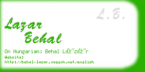 lazar behal business card